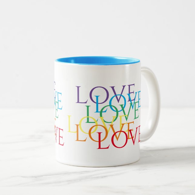Taza Bicolor RAINBOW LOVE Blue Two-Tone Mug (Anverso derecho)