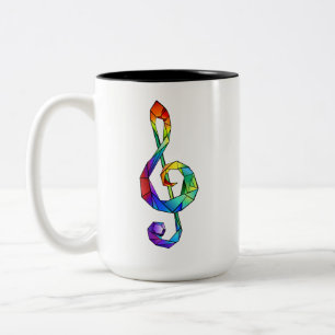 Taza Bicolor Rainbow musical key treble clef