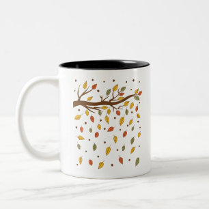 Taza Bicolor rama de hoja aislada de otoño