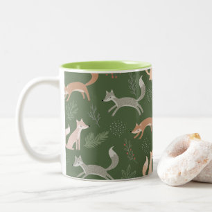 Taza Bicolor Ramas de invierno de Fox impecables y patrón de ho
