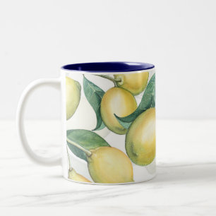 Taza Bicolor Ramas de limón blancas y amarillas rústicas chic