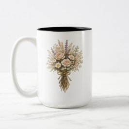 Taza Bicolor Ramo de flores silvestres vintage