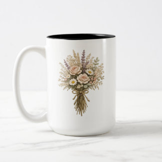 Taza Bicolor Ramo de flores silvestres vintage