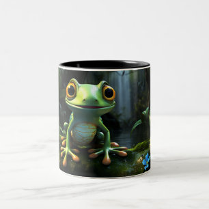 Taza Bicolor Rana adorable con diseño de rana de dibujos animad