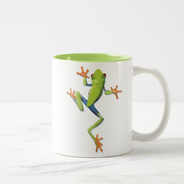 Taza Bicolor Rana arbórea anfibia verde (Derecha)