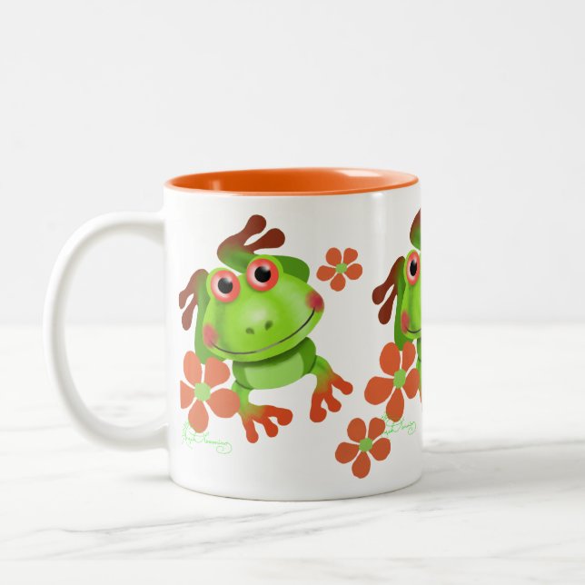 Taza Bicolor Rana arbórea divertida linda (Izquierda)