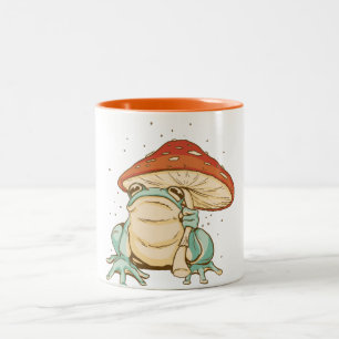 Taza Bicolor Rana cotagecore con setas