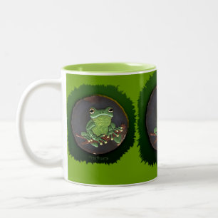 Taza Bicolor Rana de árbol verde dulce de los amantes de los an