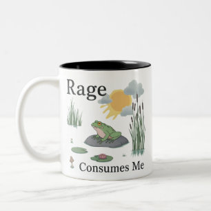 Taza Bicolor Rana de estanque de rabia me consume Meme Rana Est