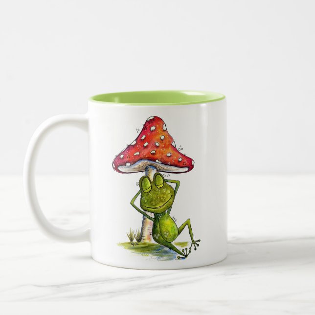 Taza Bicolor Rana escabrosa bajo un hongo (Izquierda)