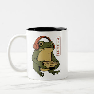 Taza Bicolor Rana japonesa de videojuegos divertida y vintage