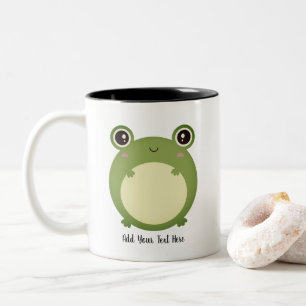 Taza Bicolor Rana kawaii con texto personalizado