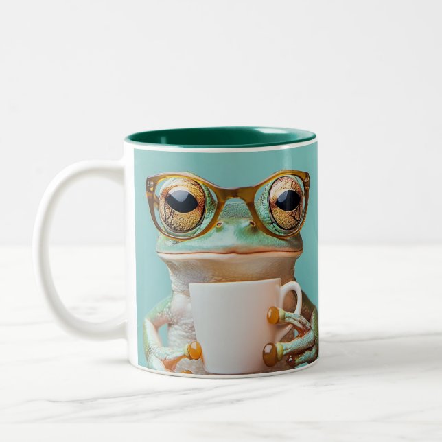 Taza Bicolor Rana personalizada con gafas (Izquierda)