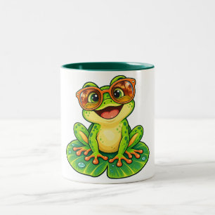 Taza Bicolor Rana Retro de Verano con Gafas de Sol PNG   Tropi 