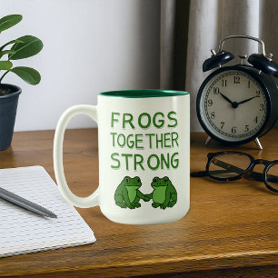 Taza Bicolor Ranas Juntas Fuertes Protesta de Rana de Portland