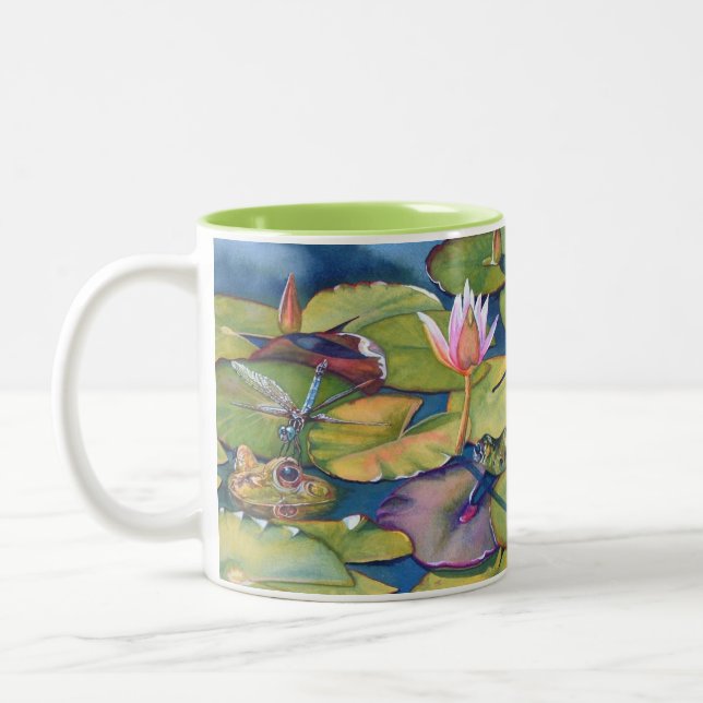 Taza Bicolor Ranas Leopardo Lily Pads Watercolor Art (Izquierda)