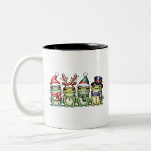 Taza Bicolor Ranas Navidad Amante Rana Lindo Santa Animales
