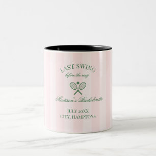 Taza Bicolor Raquetas de tenis verdes con rayas rosadas para fi