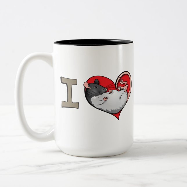 Taza Bicolor Ratas del corazón I (Izquierda)