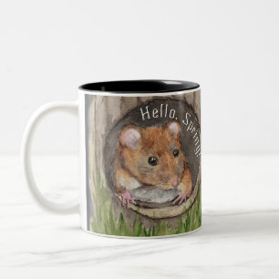 Taza Bicolor Ratón acuarela rústico