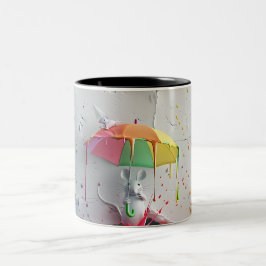Taza Bicolor Ratón colorido con paraguas - Mug 3D