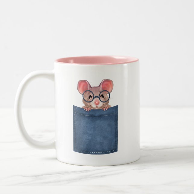 Taza Bicolor Ratón en el bolsillo (Izquierda)