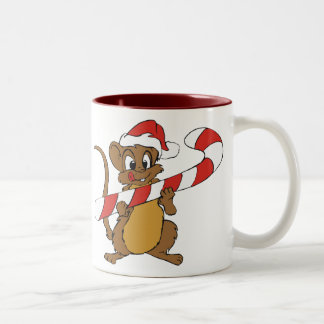 Taza Bicolor Ratón navidad Con Un Candy Cane Mug