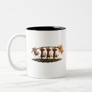 Taza Bicolor Ratones Caprichosos Llevando Narciso Arte de Línea