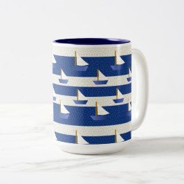 Taza Bicolor Rayas azul marino