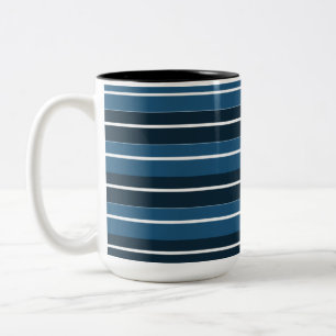 Taza Bicolor Rayas Azules Marinas