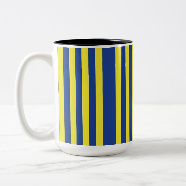 Taza Bicolor Rayas Azules y Amarillas  (Izquierda)