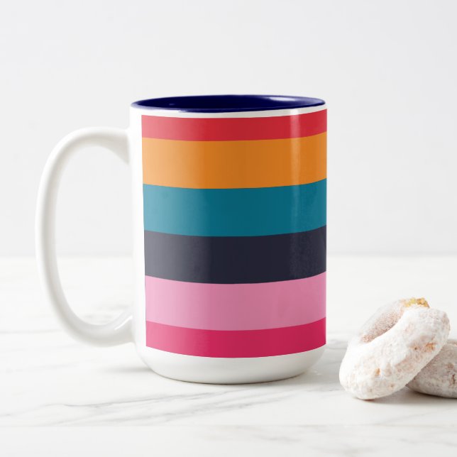Taza Bicolor Rayas Coloridas (Con donut)