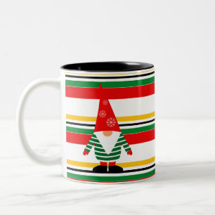 Taza Bicolor Rayas coloridas con Navidades de Gnome