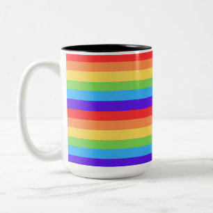 Taza Bicolor Rayas de arcoíris audaces