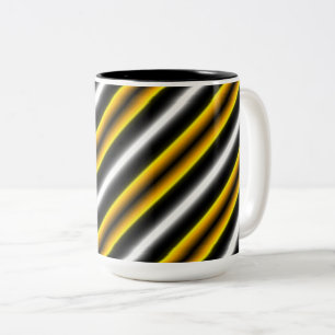 Taza Bicolor Rayas de arcoiris blancas amarillas