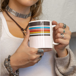 Taza Bicolor Rayas de estilo vintage multicolor oscuro