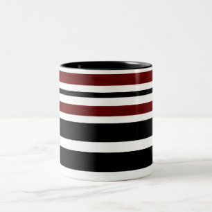 Taza Bicolor Rayas de patrón negro y rojo vintage - Mug