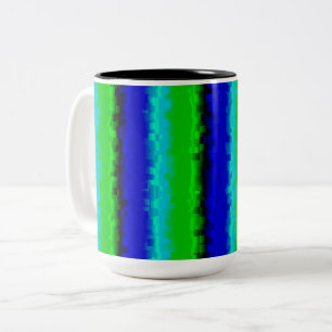 Taza Bicolor Rayas de vidrio roto verde azul