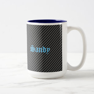 Taza Bicolor Rayas diagonales delgadas en negro y gris