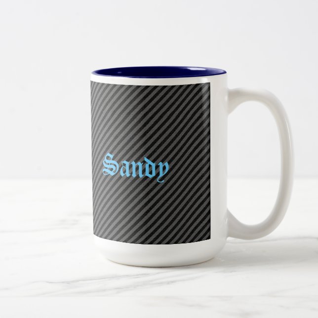 Taza Bicolor Rayas diagonales delgadas en negro y gris (Derecha)