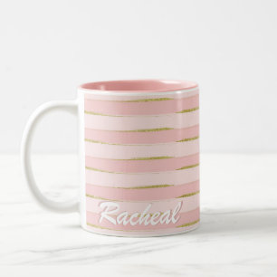 Taza Bicolor Rayas elegantes y elegantes del rosa del oro