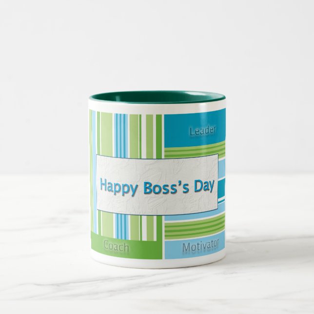 Taza Bicolor Rayas felices del día de Boss (Centro)