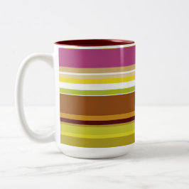 Taza Bicolor Rayas marrón violeta verde