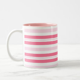 Taza Bicolor Rayas rosadas gruesas