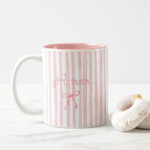Taza Bicolor Rayas Rosas Personalizadas Coquette Texto Personal