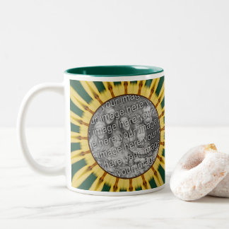 Taza Bicolor Rays amarillos Resumen Marco crear tu propia foto
