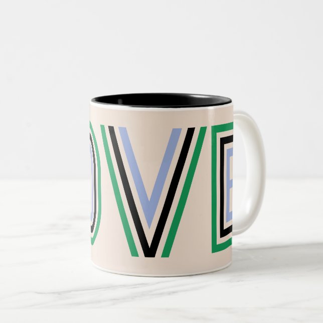 Taza Bicolor Razones de tenis azul negro verde retro (Anverso derecho)