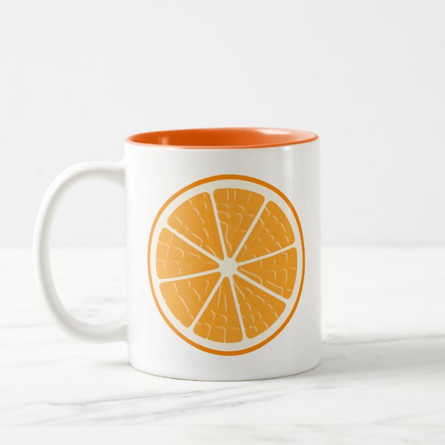 Taza Bicolor Rebanada De Fruta Estilizada naranja (Izquierda)