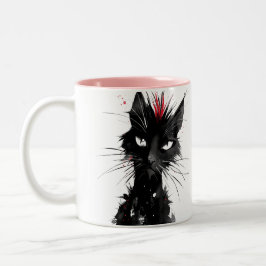 Taza Bicolor Rebel With Paws – Punk Cat Mug