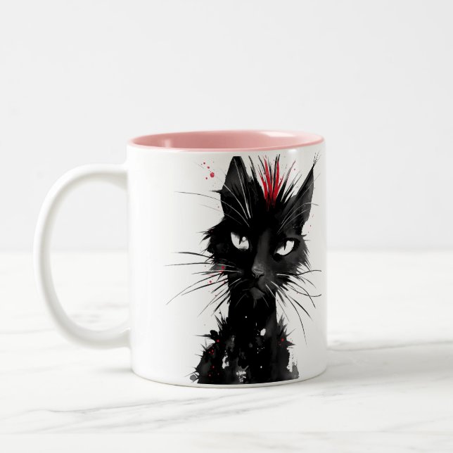 Taza Bicolor Rebel With Paws – Punk Cat Mug (Izquierda)